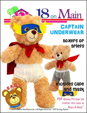 18 On Main Build-A-Bear Captain Underwear Pattern for Build-A-Bear Dolls Pixie Faire