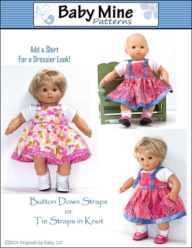 Baby Mine Bitty Baby/Twin Carly's Dress 15" Baby Doll Clothes Pattern Pixie Faire