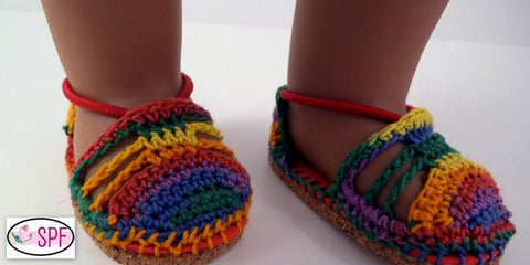 Sweet Pea Fashions Shoes Carmen Crocheted Espadrilles 18" Doll Shoes Pixie Faire