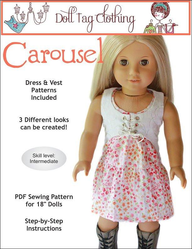 Doll Tag Clothing 18 Inch Modern Carousel Dress and Vest 18" Doll Clothes Pattern Pixie Faire