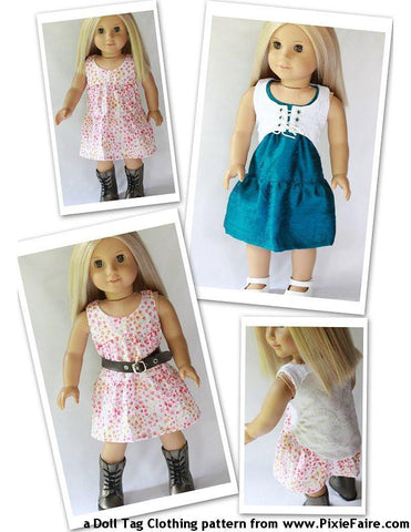 Doll Tag Clothing 18 Inch Modern Carousel Dress and Vest 18" Doll Clothes Pattern Pixie Faire