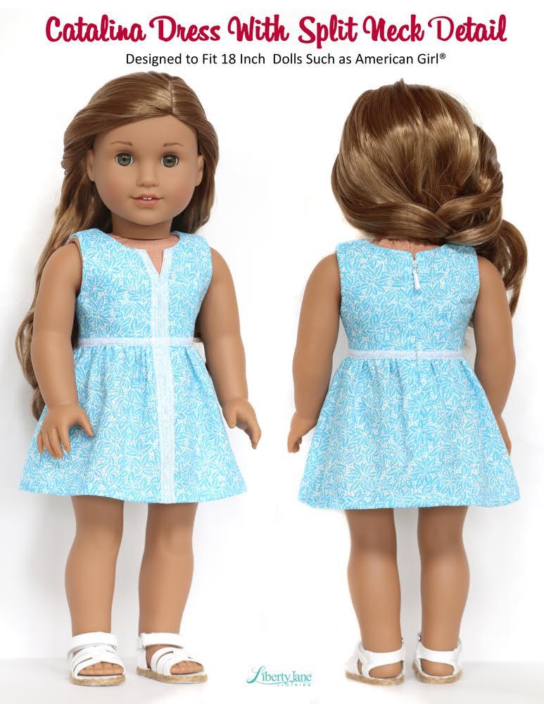 Liberty Jane 18 Inch Modern Catalina Crop Top and Dress 18” Doll Clothes Pattern Pixie Faire