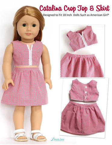 Liberty Jane 18 Inch Modern Catalina Crop Top and Dress 18” Doll Clothes Pattern Pixie Faire