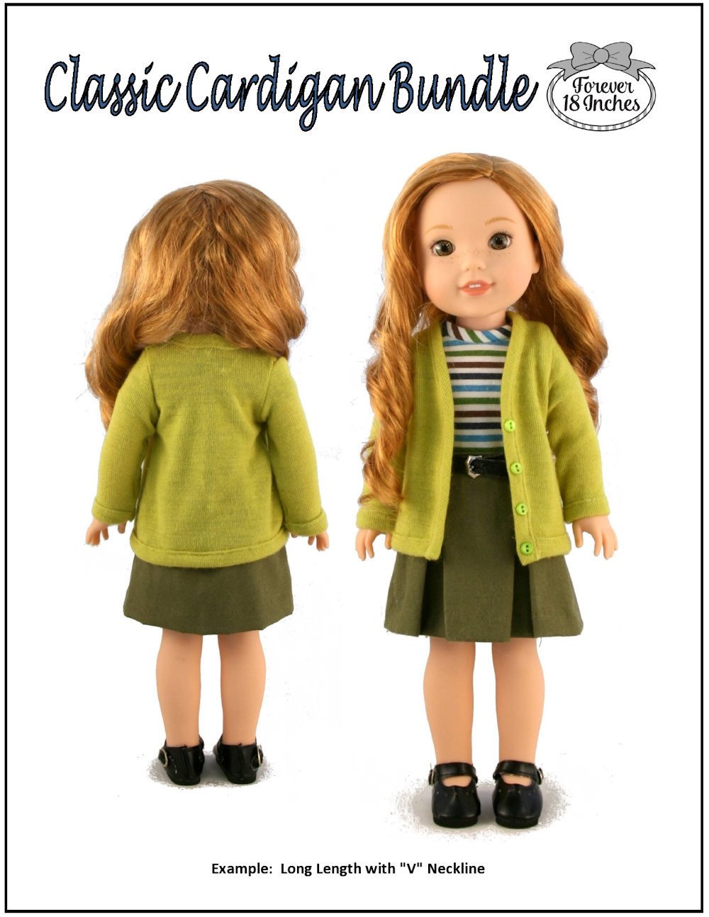 Forever 18 Inches WellieWishers Classic Cardigan Bundle 14-14.5" Doll Clothes Pattern Pixie Faire