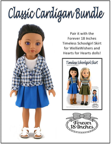 Forever 18 Inches WellieWishers Classic Cardigan Bundle 14-14.5" Doll Clothes Pattern Pixie Faire
