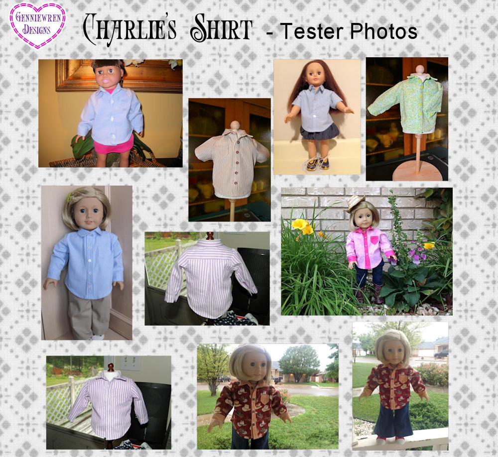 Genniewren 18 Inch Modern Charlie's Shirt 18" Doll Clothes Pattern Pixie Faire