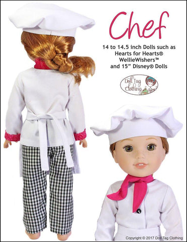 Doll Tag Clothing WellieWishers Chef Uniform Pattern for 14 to 14.5 Inch Dolls Pixie Faire