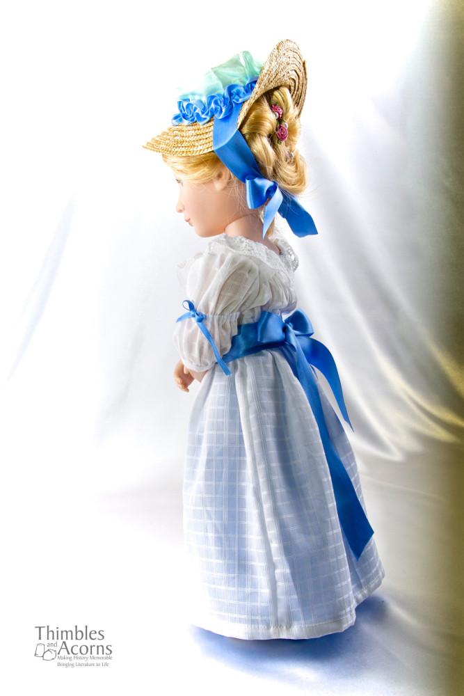 Thimbles and Acorns 18 Inch Historical Chemise a la Reine and Soft Crown Bergère Hat for AGAT Dolls Pixie Faire