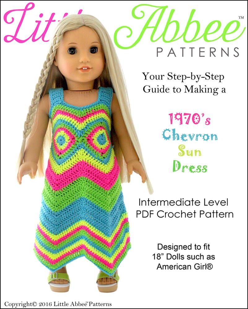 Little Abbee Crochet 1970's Chevron Sun Dress Crochet Pattern Pixie Faire