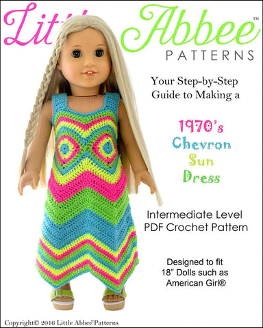 Little Abbee Crochet 1970's Chevron Sun Dress Crochet Pattern Pixie Faire