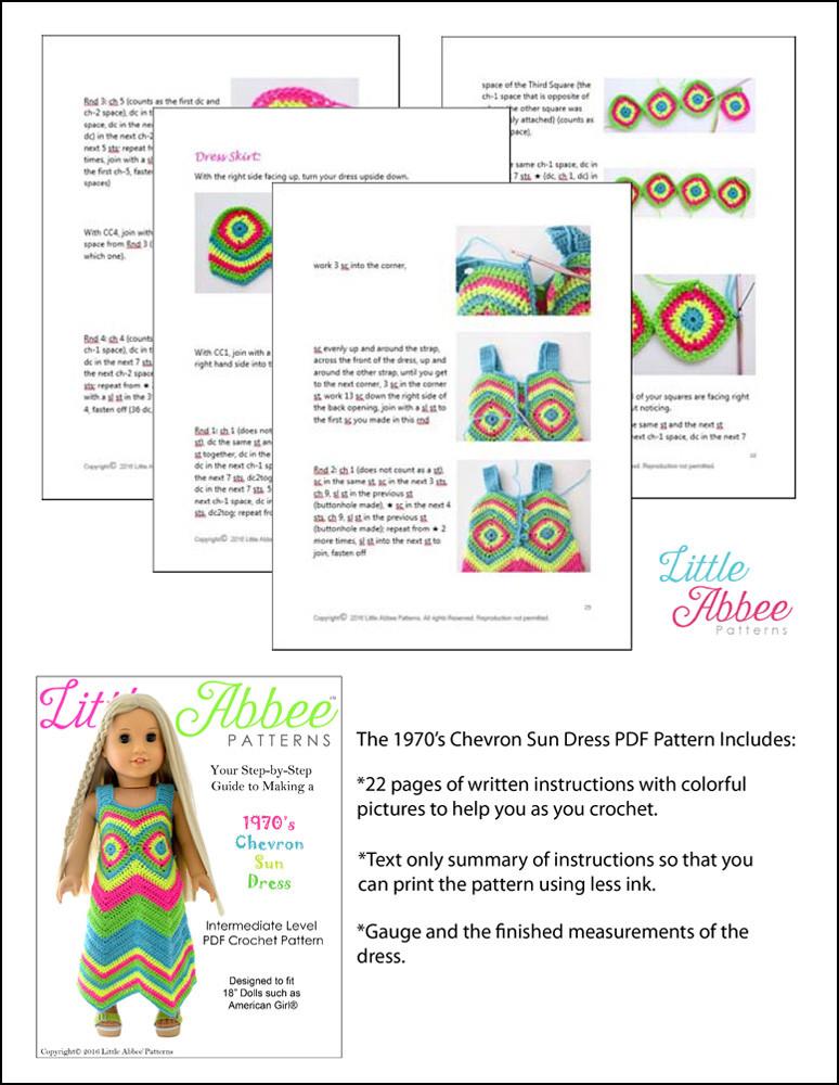 Little Abbee Crochet 1970's Chevron Sun Dress Crochet Pattern Pixie Faire
