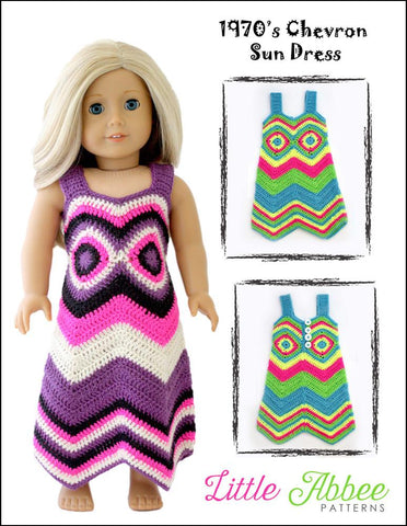 Little Abbee Crochet 1970's Chevron Sun Dress Crochet Pattern Pixie Faire