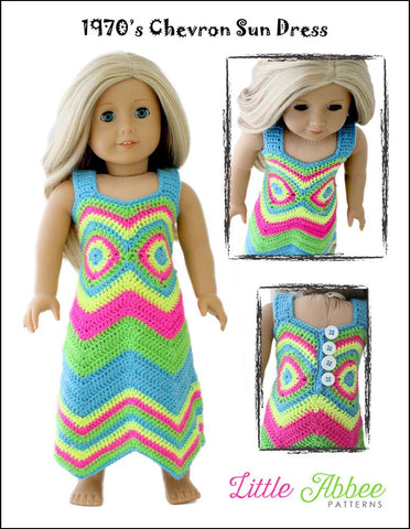 Little Abbee Crochet 1970's Chevron Sun Dress Crochet Pattern Pixie Faire