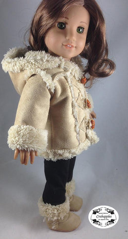 Crabapples 18 Inch Modern Chilly Day Sherpa Coat And Boots 18" Doll Clothes Pattern Pixie Faire