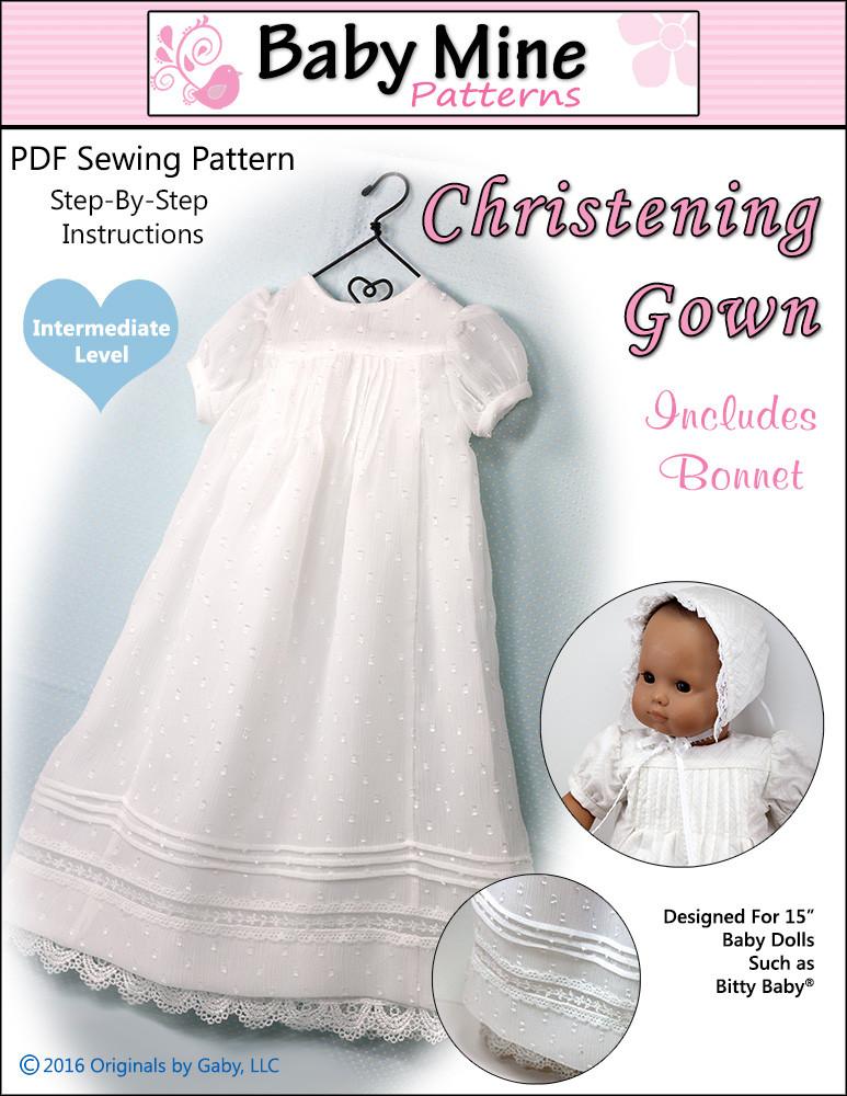 Christening Robe, Crossover Gilet Bolero, Bonnet, Slippers Knitting Pattern  PDF Babies 14, 16, 18 inch chest, Christening Dress, 3 ply Yarn