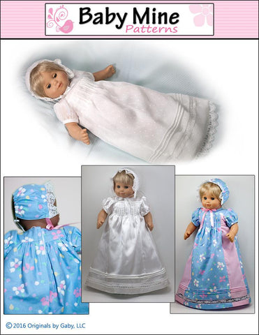 Baby Mine Bitty Baby/Twin Christening Gown 15" Baby Doll Clothes Pattern Pixie Faire