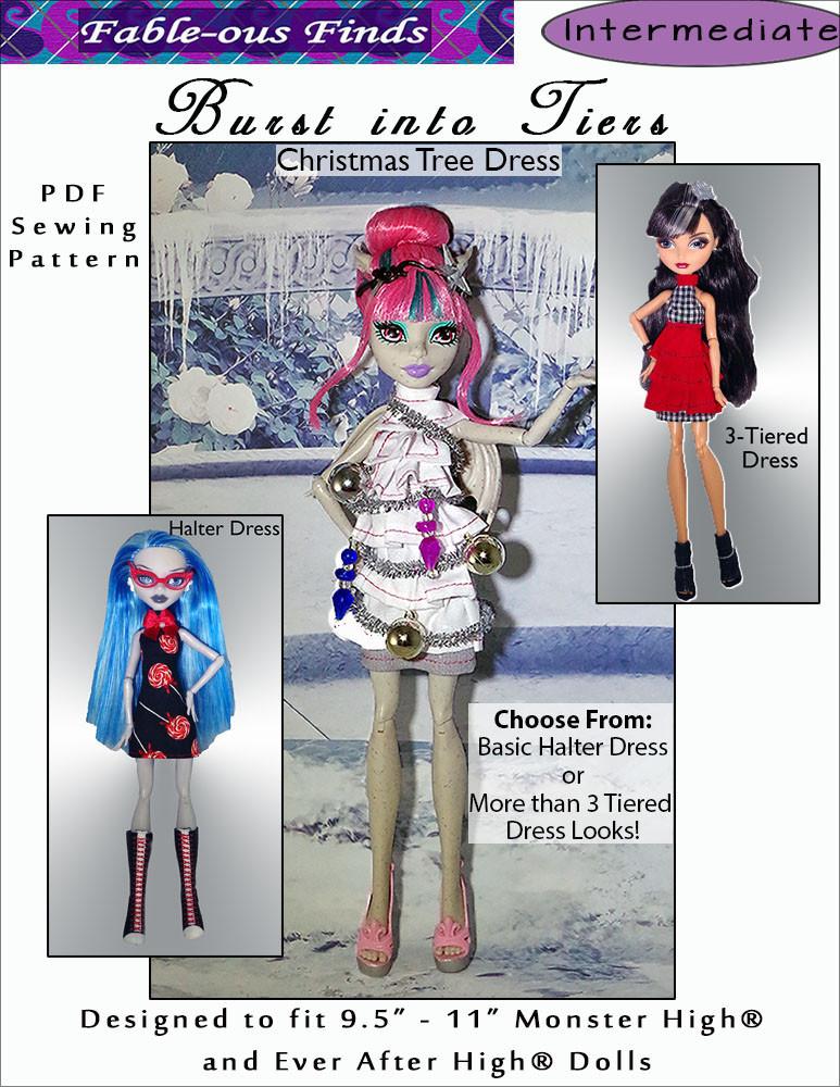 Fable-ous Finds Burst into Tiers Dress Doll Clothes Pattern 9-11 inch Fashion Dolls