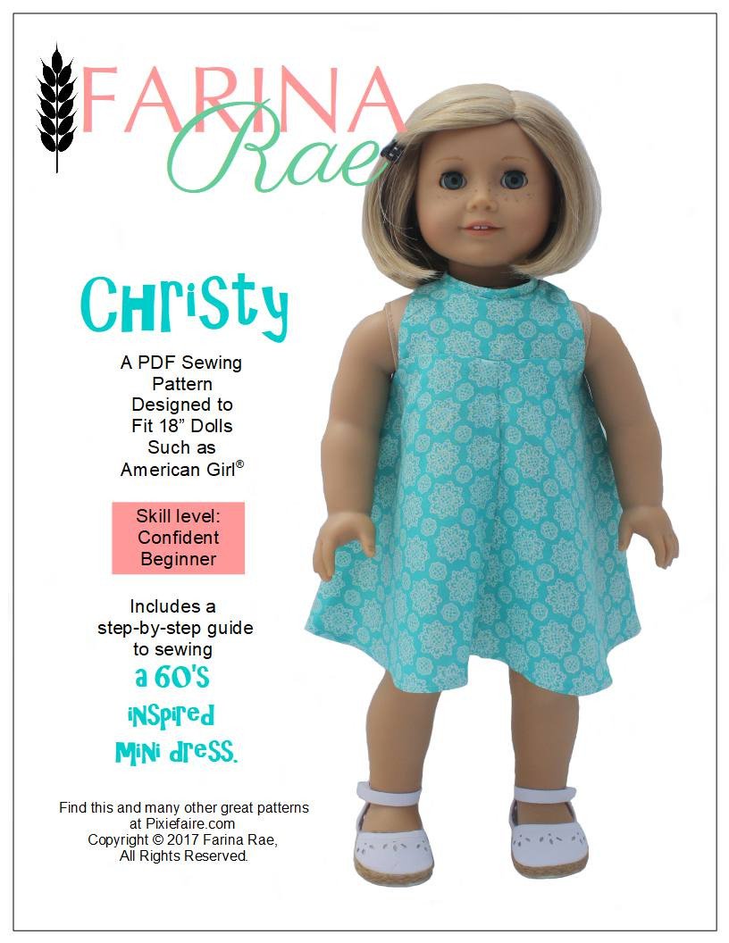 Farina Rae Christy Dress Doll Clothes Pattern 18 inch American Girl Dolls
