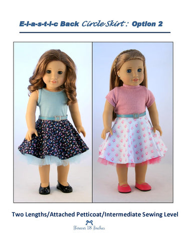 Forever 18 Inches 18 Inch Modern Elastic-Back Circle Skirt 18" Doll Clothes Pattern Pixie Faire