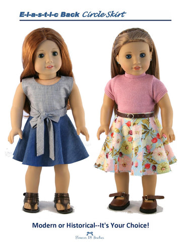 Forever 18 Inches 18 Inch Modern Elastic-Back Circle Skirt 18" Doll Clothes Pattern Pixie Faire