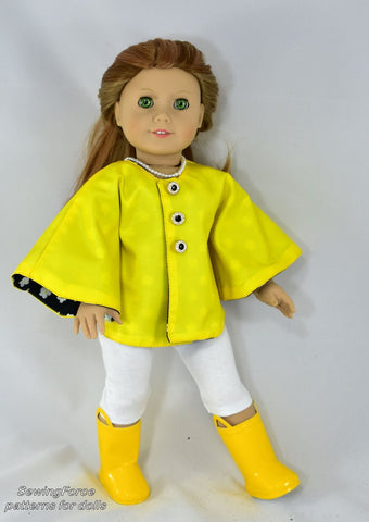 Sewing Force 18 Inch Modern Classic Rain or Winter Jacket 18" Doll Clothes Pattern Pixie Faire