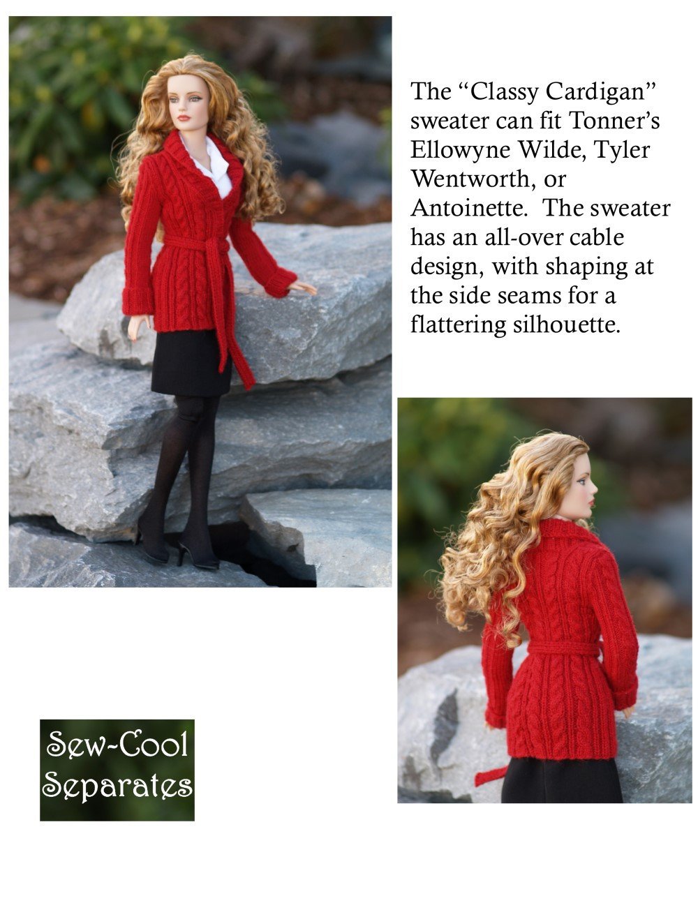 Sew Cool Separates Ellowyne Classy Cardigan Knitting Pattern for Ellowyne and Tyler Wentworth Dolls Pixie Faire