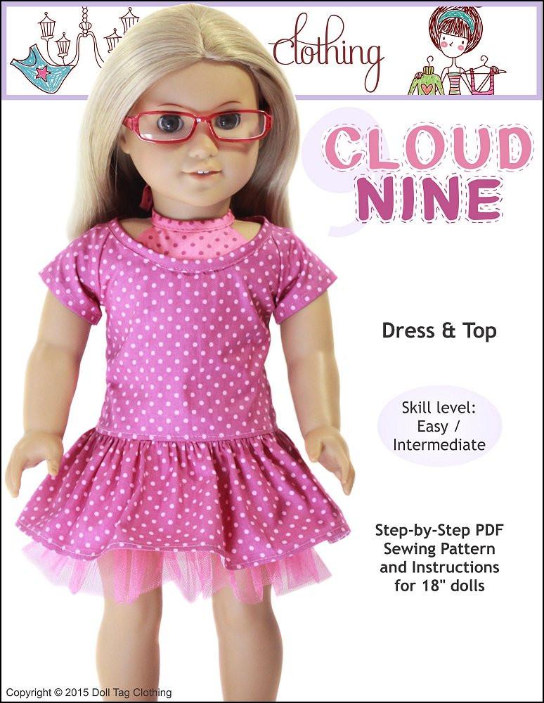 Doll Tag Clothing 18 Inch Modern Cloud Nine 18" Doll Clothes Pattern Pixie Faire