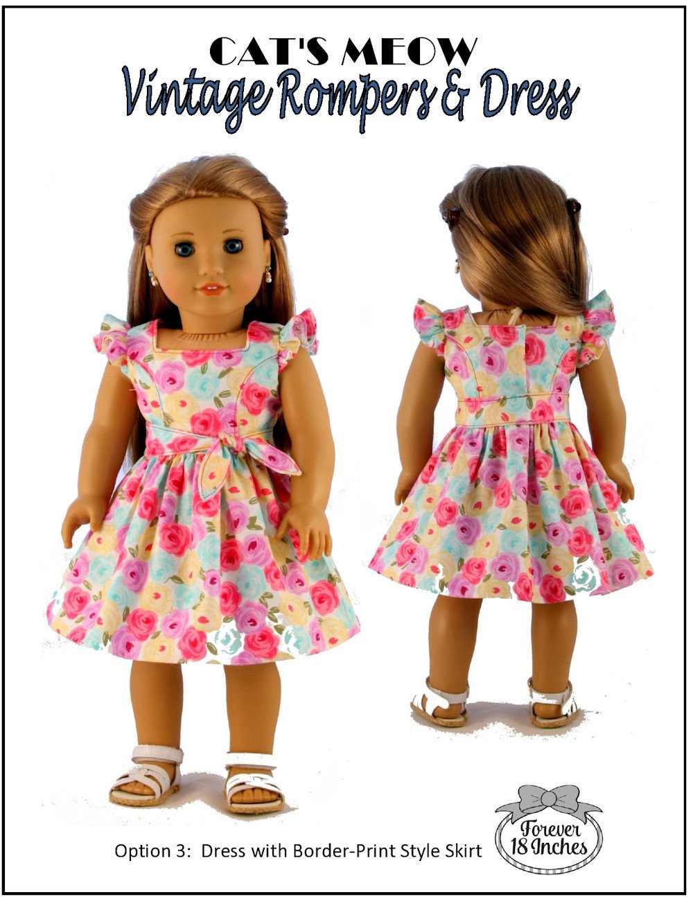 Forever 18 Inches 18 Inch Modern Cat's Meow Vintage Rompers & Dress 18" Doll Clothes Pixie Faire