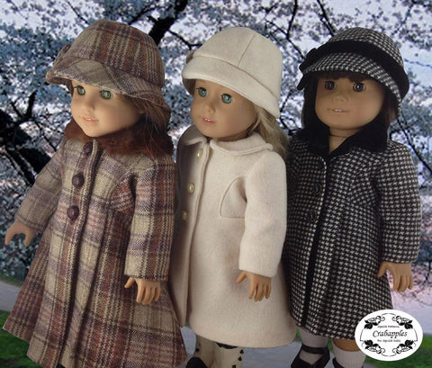 Crabapples 18 Inch Modern Classic Coat and Hat 18" Doll Clothes Pattern Pixie Faire