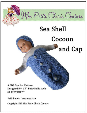 Mon Petite Cherie Couture Bitty Baby/Twin Sea Shell Cocoon Crochet Pattern Pixie Faire