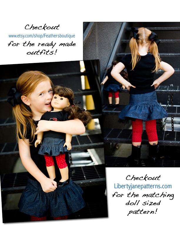 Liberty Jane 18 Inch Modern Girl and Doll Matching Skirt Pattern Bundle Pixie Faire