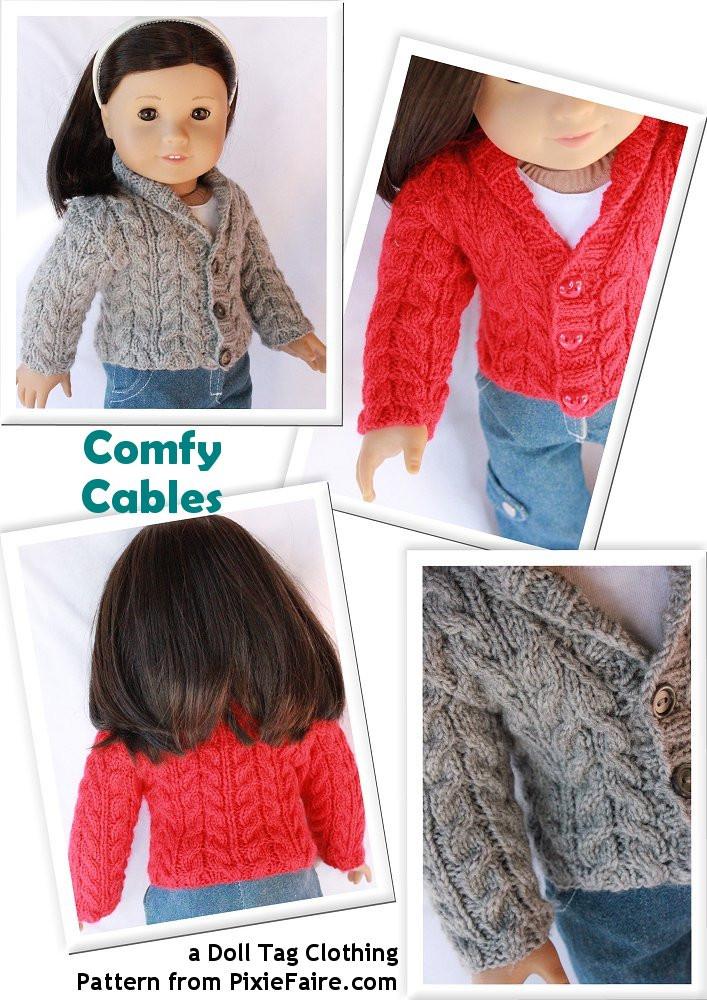 Doll Tag Clothing Knitting Comfy Cables Knitting Pattern Pixie Faire