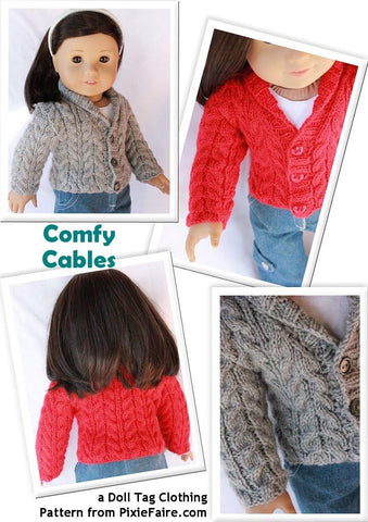 Doll Tag Clothing Knitting Comfy Cables Knitting Pattern Pixie Faire