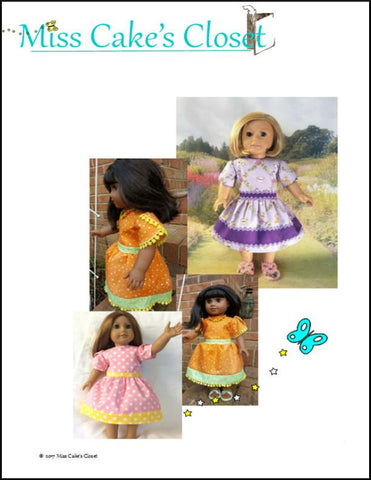 Miss Cake's Closet 18 Inch Historical 1960's Contrasting Bands School Dress 18" Doll Clothes Pattern Pixie Faire