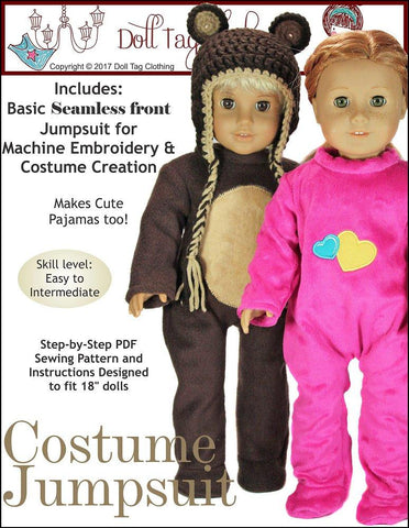 Doll Tag Clothing 18 Inch Modern Costume Jumpsuit 18" Doll Clothes Pattern Pixie Faire