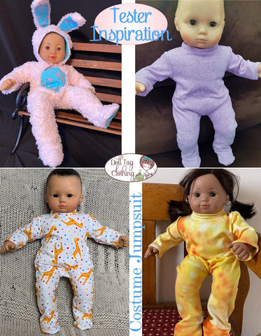 Doll Tag Clothing Bitty Baby/Twin Costume Jumpsuit Pattern for 15" Baby Dolls such as Bitty Baby Pixie Faire