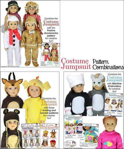 Doll Tag Clothing 18 Inch Modern Costume Jumpsuit 18" Doll Clothes Pattern Pixie Faire