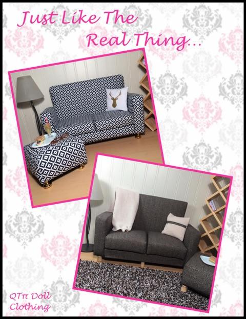 QTπ Doll Clothing 18 Inch Modern Modern Sofa Set 18" Doll Furniture Pixie Faire