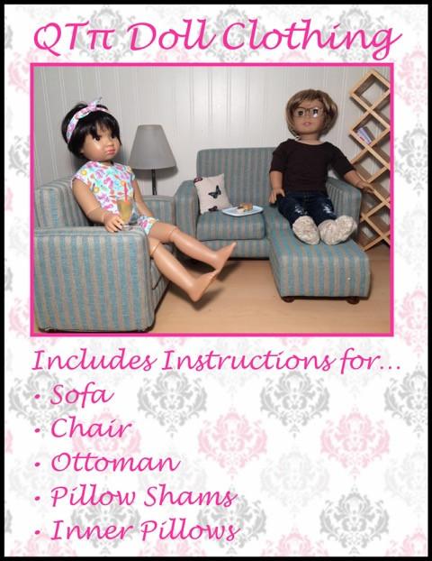 QTπ Doll Clothing 18 Inch Modern Modern Sofa Set 18" Doll Furniture Pixie Faire