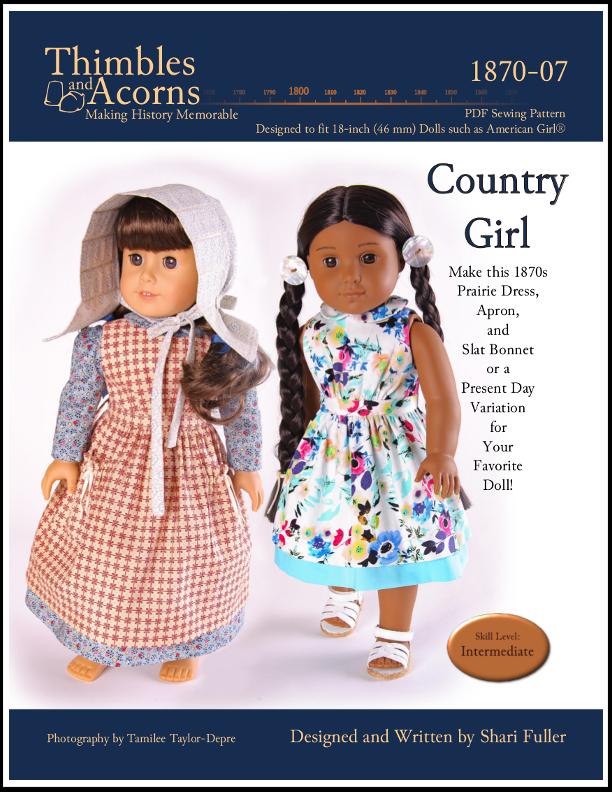 Thimbles and Acorns Country Girl Doll Clothes Pattern 18 inch