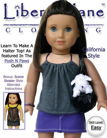 Liberty Jane 18 Inch Modern Malibu Halter Top 18" Doll Clothes Pattern Pixie Faire