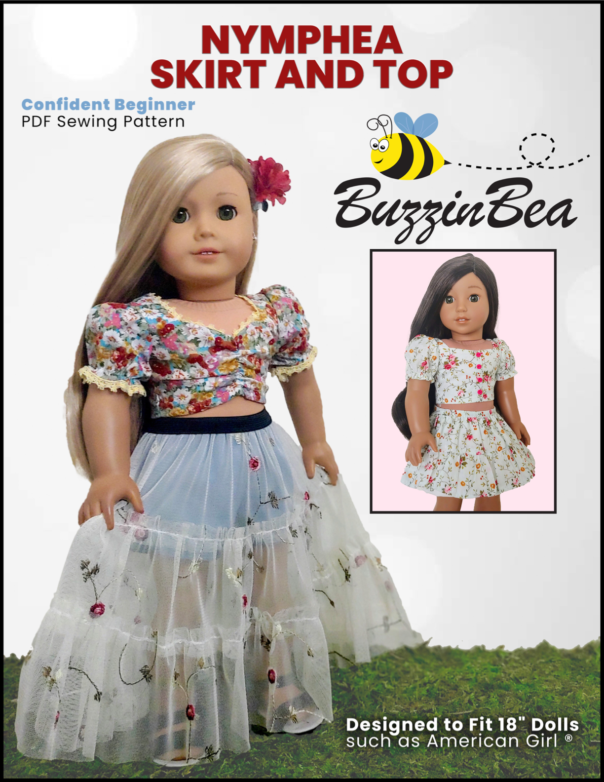 BuzzinBea 18 Inch Modern Nymphea Skirt & Top Set 18" Doll Clothes Pattern Pixie Faire