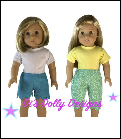 Di's Dolly Designs 18 Inch Modern Seaside Crop Pants and Shorts 18" Doll Clothes Pattern Pixie Faire