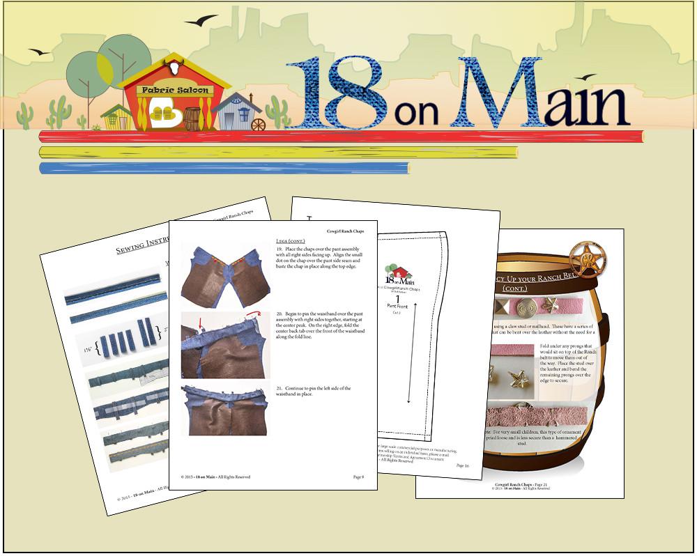 18 On Main 18 Inch Modern Cowgirl Ranch Chaps 18" Doll Clothes Pattern Pixie Faire