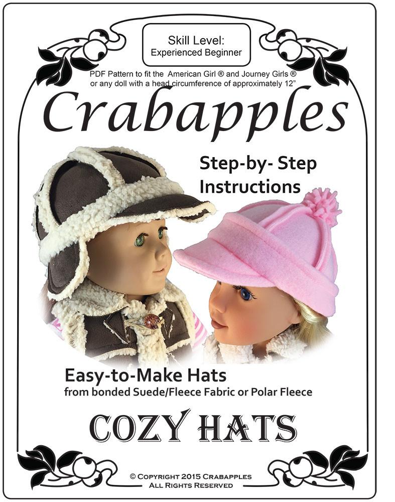 Crabapples 18 Inch Modern Cozy Hats 18" Doll Clothes Pattern Pixie Faire