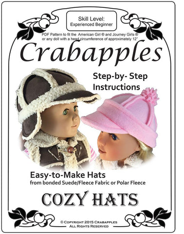 Crabapples 18 Inch Modern Cozy Hats 18" Doll Clothes Pattern Pixie Faire