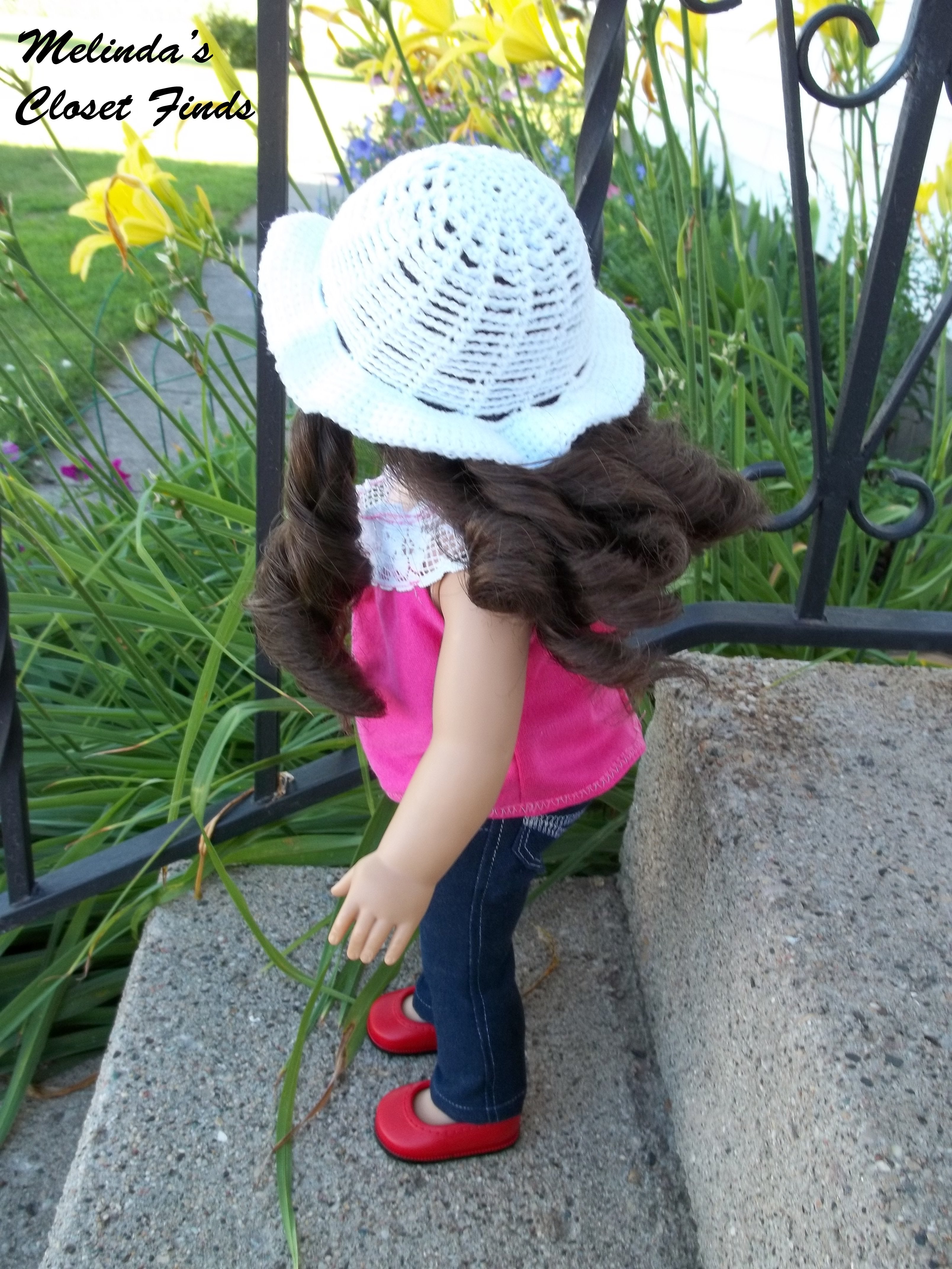 Melinda's Closet Finds Crochet Crocheted Chains Hat 18" Doll Crochet Pattern Pixie Faire