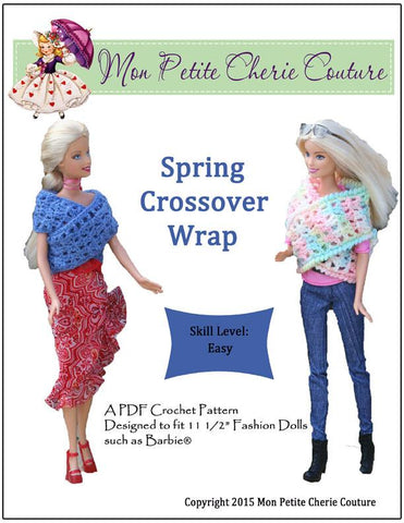 Mon Petite Cherie Couture Barbie Spring Crossover Wrap for 11 1/2" Fashion Dolls Crochet Pattern Pixie Faire