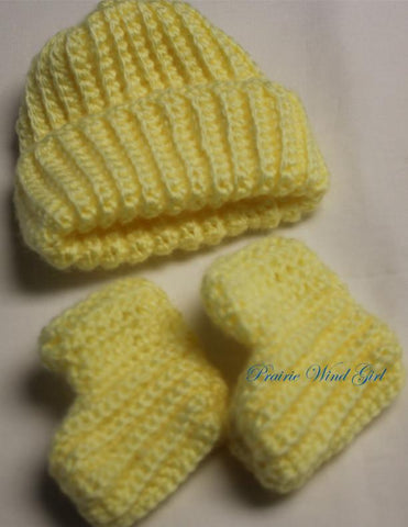 Prairie Wind Girl Bitty Baby/Twin Baby Dagmar Hat and Booties Crochet Pattern Pixie Faire