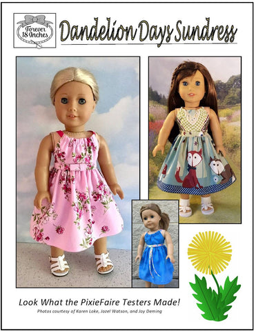 Forever 18 Inches 18 Inch Modern Dandelion Days Sundress 18" Doll Clothes Pattern Pixie Faire
